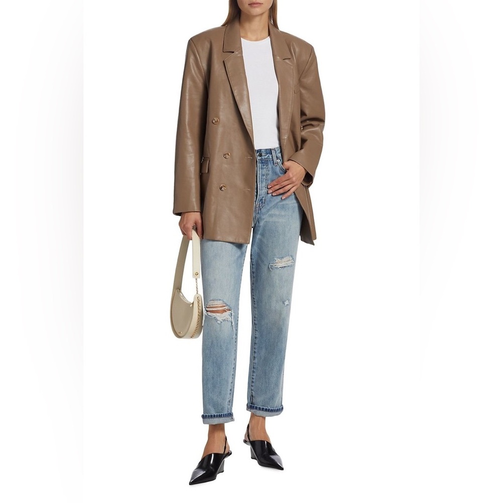 $298 PISTOLA ROMAN VEGAN LEATHER BLAZER TORTOISESHELL REVOLVE MOTHER GRLFRND - Picture 8 of 12